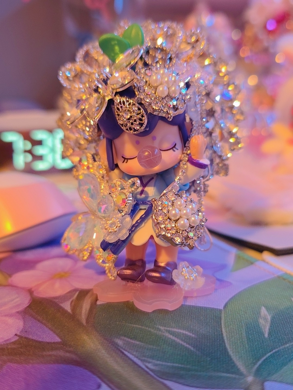 Jeweled Purple Nanci Figurine with Pearl Accents